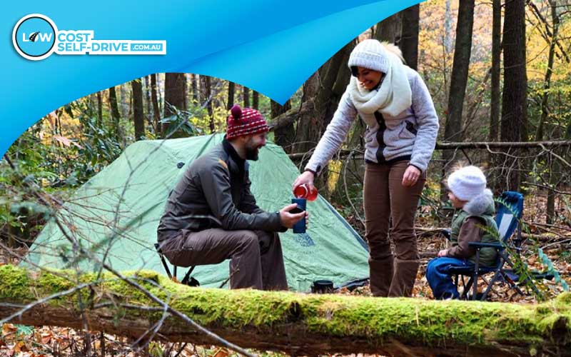 thumbnail man setting up camp with his kids, camping trip, September 2024, Australia